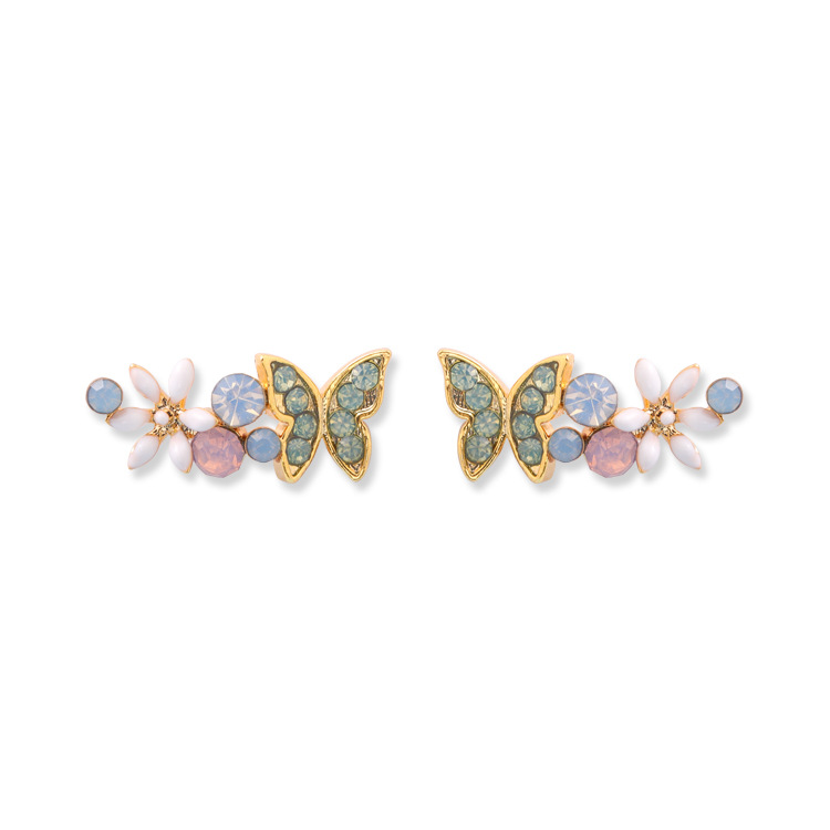 Butterfly Flower Enamel Stud Earrings