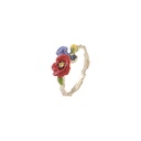 Flower And Crystal Enamel Ring