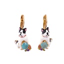Bulldog On Faceted Crystal Enamel Hook Earrings
