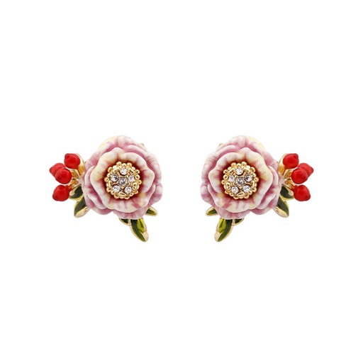 Flower And Berry Enamel Earrings