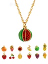 Fruit Watermelon Cherry Orange Pendant Enamel Necklace