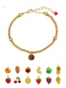 Fruit Pendant Apple Banana Grape Enamel Bead Bracelet