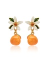 Orange Blossom Flower Enamel Stud Dangle Earrings Jewelry Gift