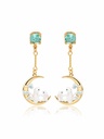 Cute Rabbit Bunny On Moon And Crystal Enamel Earrings Jewelry Gift