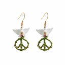 White Peace Pigeon Enamel Hook Earrings