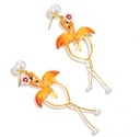 Orange Flamingo And Flower Pearl Enamel Dangle Earrings Jewelry Gift