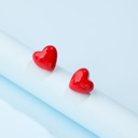 Red Heart Enamel Stud Earrings