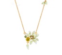 Gardenia Flower With Pearl And Zircon Enamel Necklace