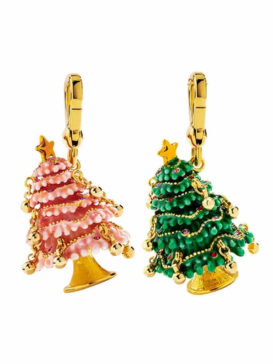 Christmas Tree Bell Enamel Necklace Key Pendant Jewelry Gift
