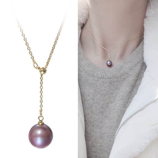 Freshwater Edison Purple Pearl Pendant Gold Filled Necklace