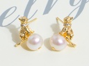 Freshwater Pearl Cat Kitty Kitten Stud Earrings