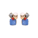 Skeleton Blue Stone And Rose Enamel Earrings