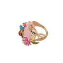 Pink Flower Ladybug Bee and Stone Enamel Ring Jewelry Gift