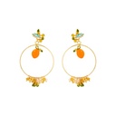 Orange Tangerine And Crystal Enamel Dangle Earrings