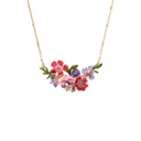 Pansy Red Pink Purple Blue Flower Enamel Pendant Necklace