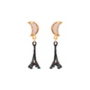 Eiffel Tower Moon Enamel Dangle Earrings Jewelry Gift