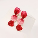 Rose Petal Red Pink Flower Enamel Earrings