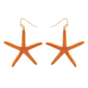 Orange Blue Starfish Enamel Hook Earrings