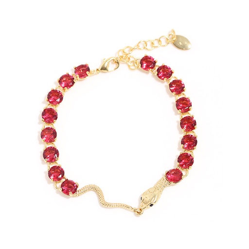 Red Rhinestone Crystal Snake Shape Gold Plated Bracelet