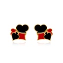 Red Black Heart Playing Card Enamel Stud Earrings Jewelry Gift