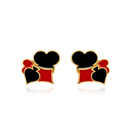 Red Black Heart Playing Card Enamel Stud Earrings Jewelry Gift