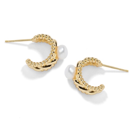 Freshwater Natural Pearl Gold Plated Stud Earrings Jewelry Gift