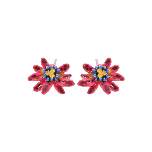 Colorful Flower Enamel Stud/Clip Earrings