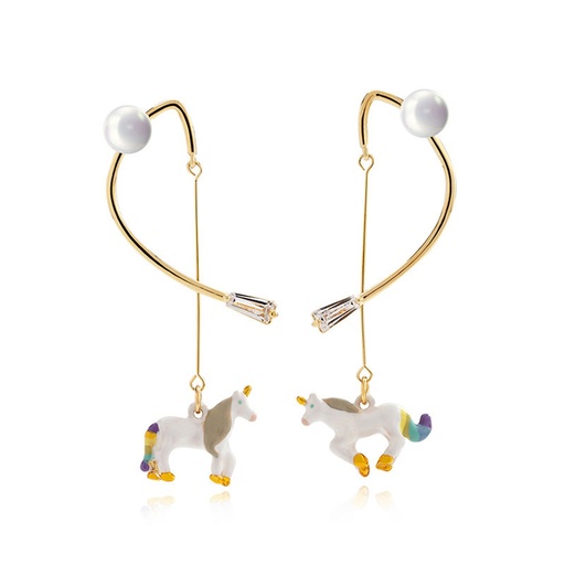 Unicorn Carousel Enamel Dangle Earrings Jewelry Gift