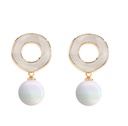 Pearl White Pink Green Dangle Earrings