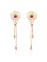 Butterfly Orchid Blossom Flower Pearl Enamel Tassel Earrings
