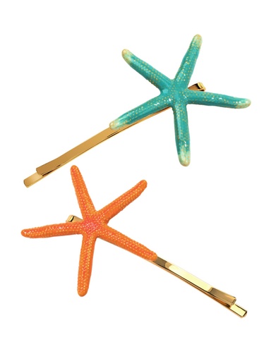 Orange Blue Starfish Enamel Hair Pin Clip Jewelry Gift