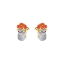 Cute Koala And Flower Enamel Stud Earrings Jewelry Gift