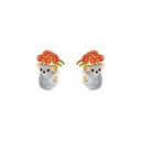 Cute Koala And Flower Enamel Stud Earrings Jewelry Gift