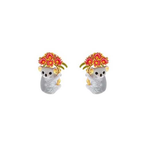Cute Koala And Flower Enamel Stud Earrings Jewelry Gift