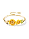 Yellow Sunflower Bee And Pearl Enamel Bangle Bracelet Jewelry Gift