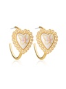 Butterfly Heart Pearl Enamel C Shape Enamel Earrings Jewelry Gift