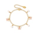 Butterfly Heart Pearl Enamel Charm Bracelet Jewelry Gift