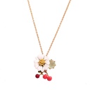 Enamel Glaze Daisy Zircon Cherry Gold Plated Necklace