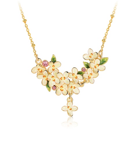 Flower And Stone Enamel Pendant Necklace