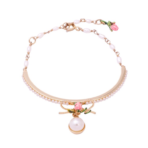 Bow Pearl Enamel Bracelet