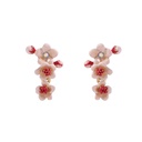 Cherry Blossom Flower Enamel Dangle Earrings
