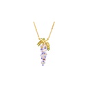 Purple Flower Blosssom Wisteria Enamel Pendant Necklace