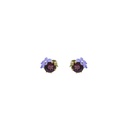 Purple Flower Blosssom Wisteria And Stone Enamel Stud Earrings