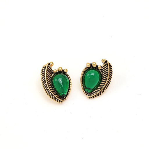Imitation Green Stone Retro Vintage Stud Earrings