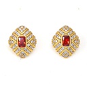 Inlaid Zircon Imitation Ruby Vintage Retro Stud Earrings