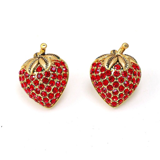 Inlaid Zircon Strawberry Vintage Retro Stud Earrings