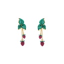 Grape And Leaf Enamel Tassel Dangle Earrings