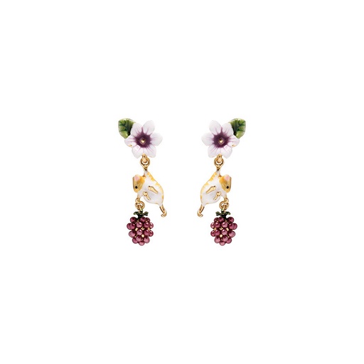 Flower Berry And Hamster Enamel Dangle Earrings