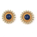 Inlaid Zircon And Stone Stud Earrings