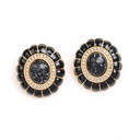 Inlaid Zircon Stone Retro Vintage Enamel Stud Earrings